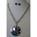 Silver Blue Necklace Set