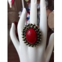 Gem Dark Red Adjustable Statement Fashion Ring