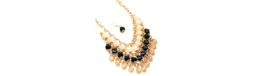 Fashion Black White Necklace Earring Set