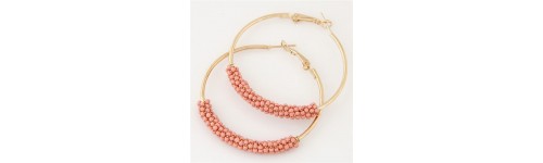 Pink Small beads centered Fashion earring