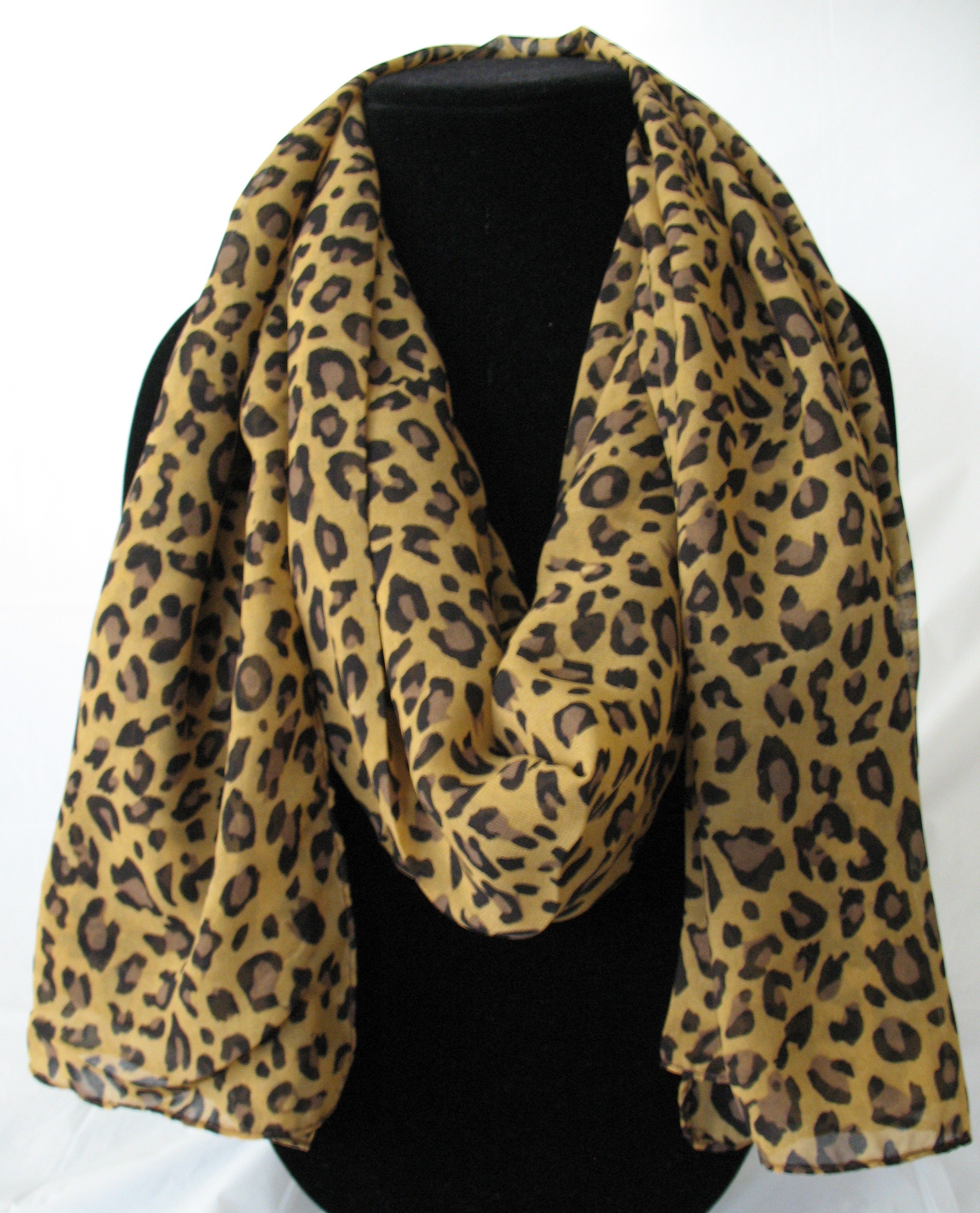 M Style Lab Womens Oblong Scarf Brown Animal Print Cheetah