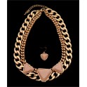 Gold Peach Braided Chain Necklace set