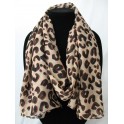 Light Brown Leopard Print Long Scarf