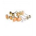 Heart, Flower, Pearl, Stone Earring