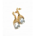 Light Gold Big White Stone Earrings