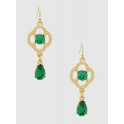 EMERALD CRYSTAL SHAPE ROUND TEARDROP EARRINGS