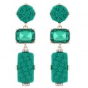 Gold Tone Green Flower Statement earrings